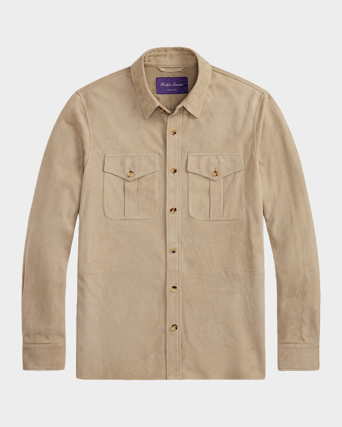 Ralph Lauren Purple Label Men 's Suede Flap-Pocket Overshirt