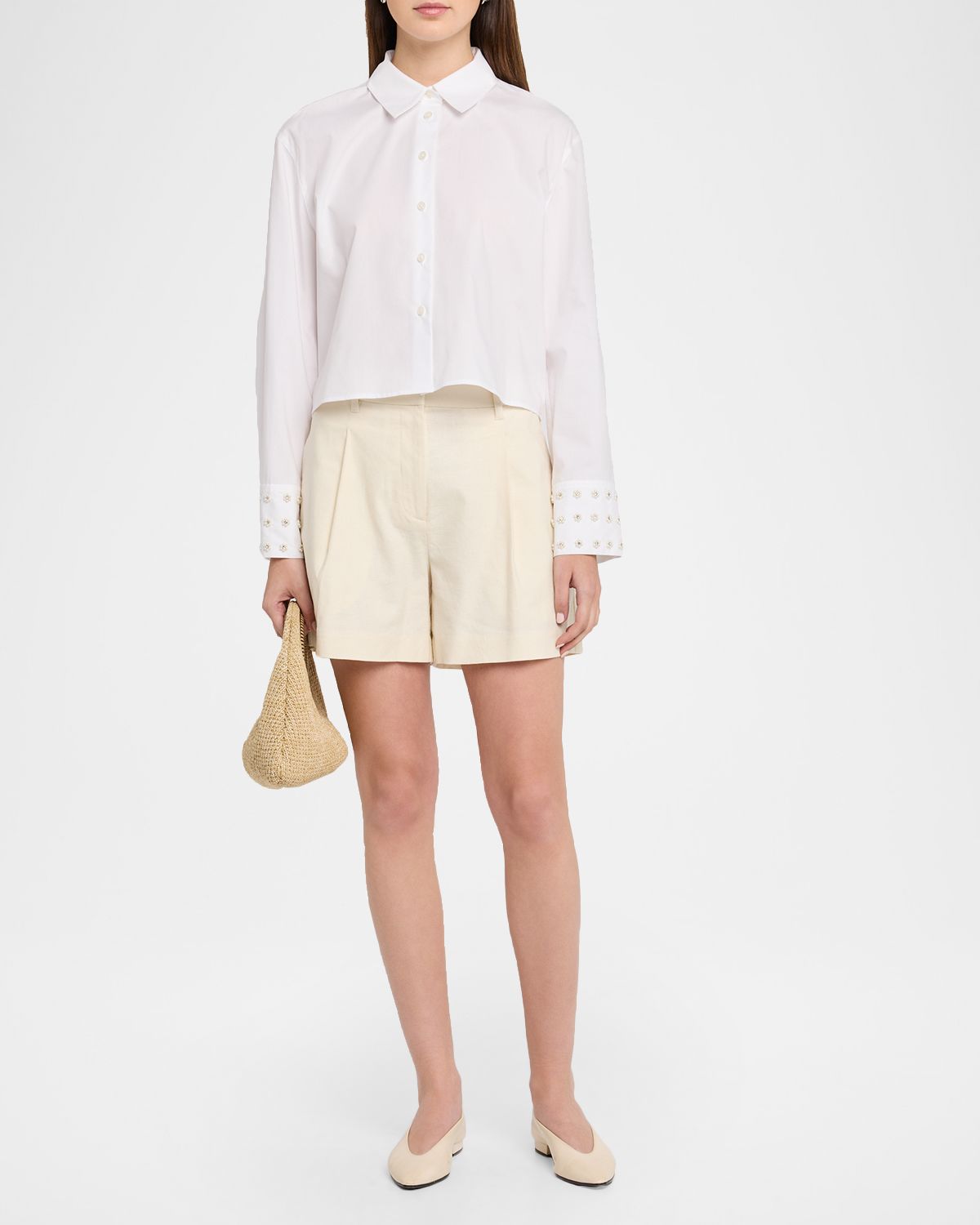 Tanya Taylor Largaux Beaded Button-Front Top