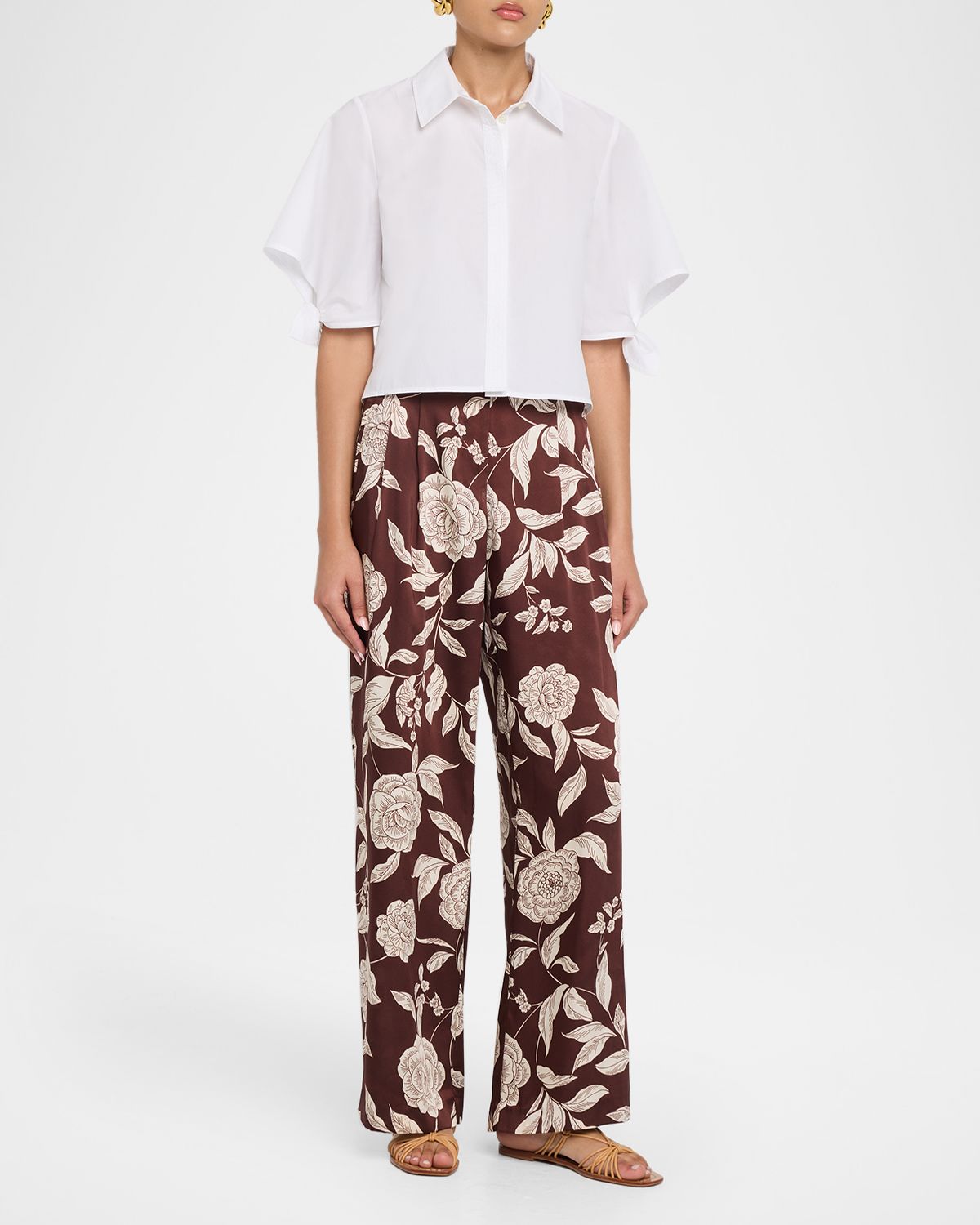 Tanya Taylor Corinna Cropped Tie-Cuff Cotton Top | Thumbnail 4 Tanya Taylor Corinna Cropped Tie-Cuff Cotton Top | Thumbnail 4
