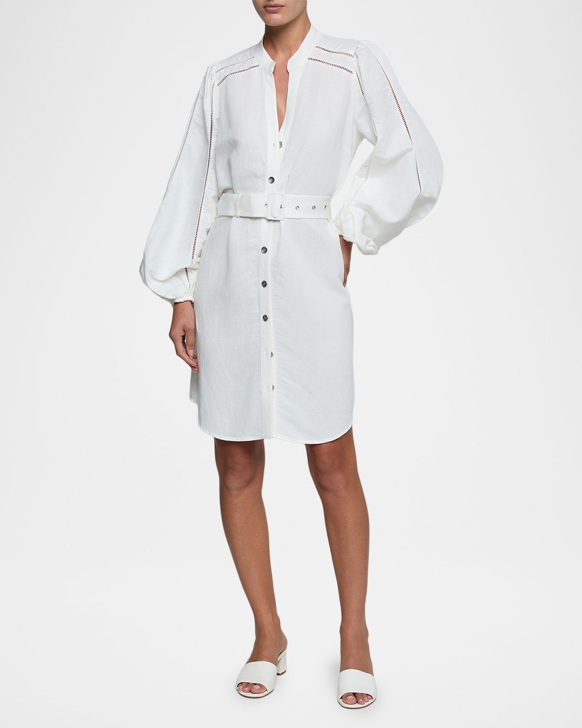 L 'Agence Kiersten Belted Lace-Inset Midi Dress | Thumbnail 4 L 'Agence Kiersten Belted Lace-Inset Midi Dress | Thumbnail 4