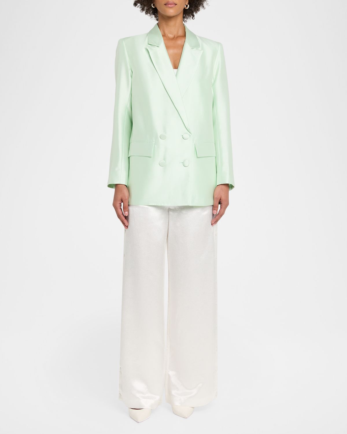 Cynthia Rowley Double-Breasted Silk-Wool Jacket | Thumbnail 2 Cynthia Rowley Double-Breasted Silk-Wool Jacket | Thumbnail 2