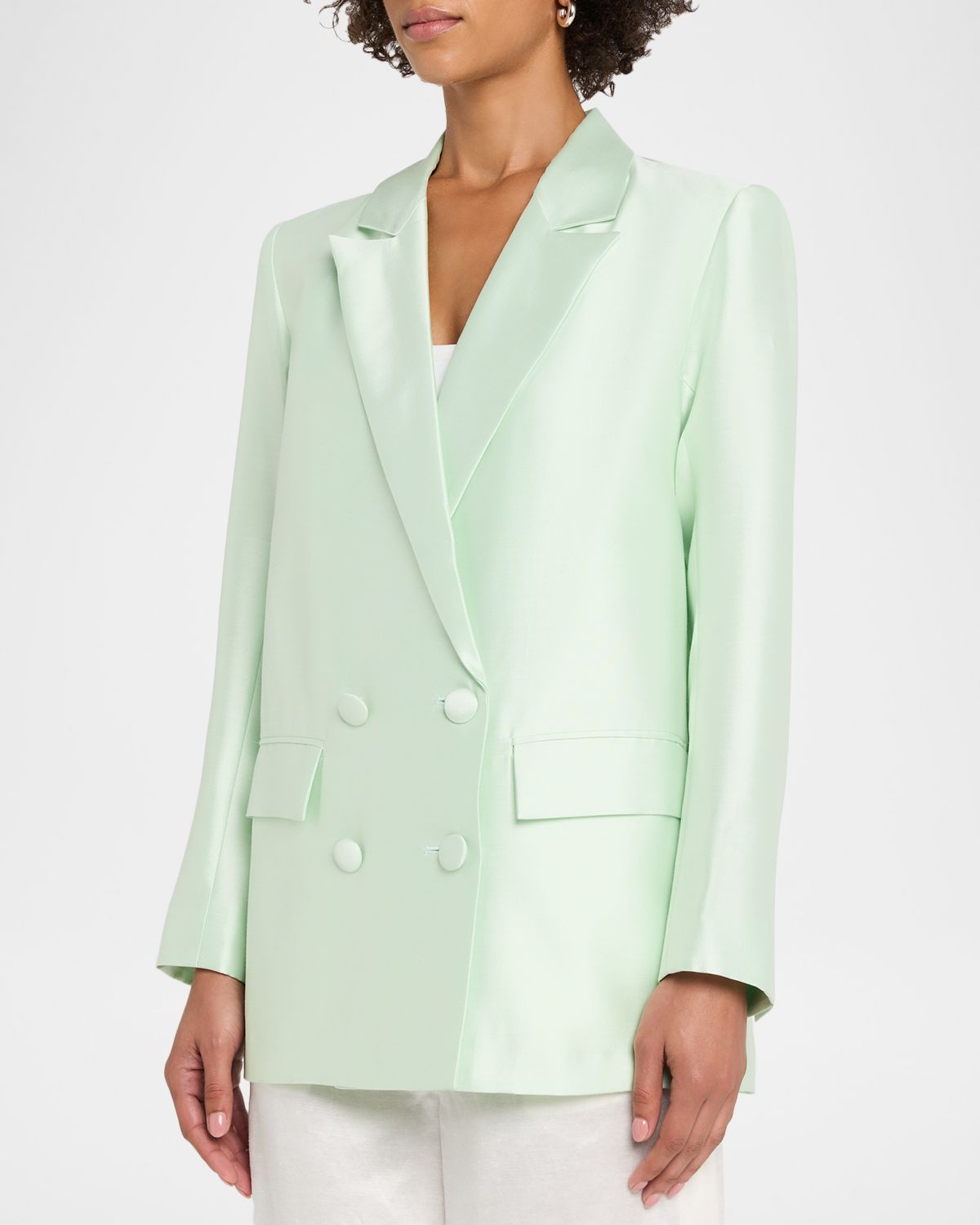 Cynthia Rowley Double-Breasted Silk-Wool Jacket | Thumbnail 4 Cynthia Rowley Double-Breasted Silk-Wool Jacket | Thumbnail 4