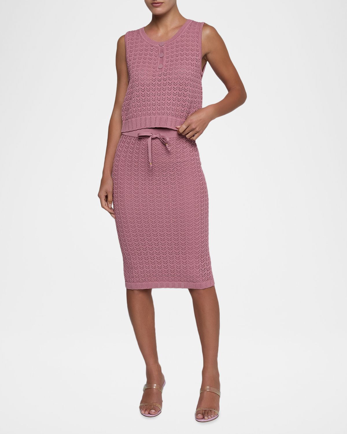 L 'Agence Carven Pointelle-Knit Henley Tank Top | Thumbnail 5