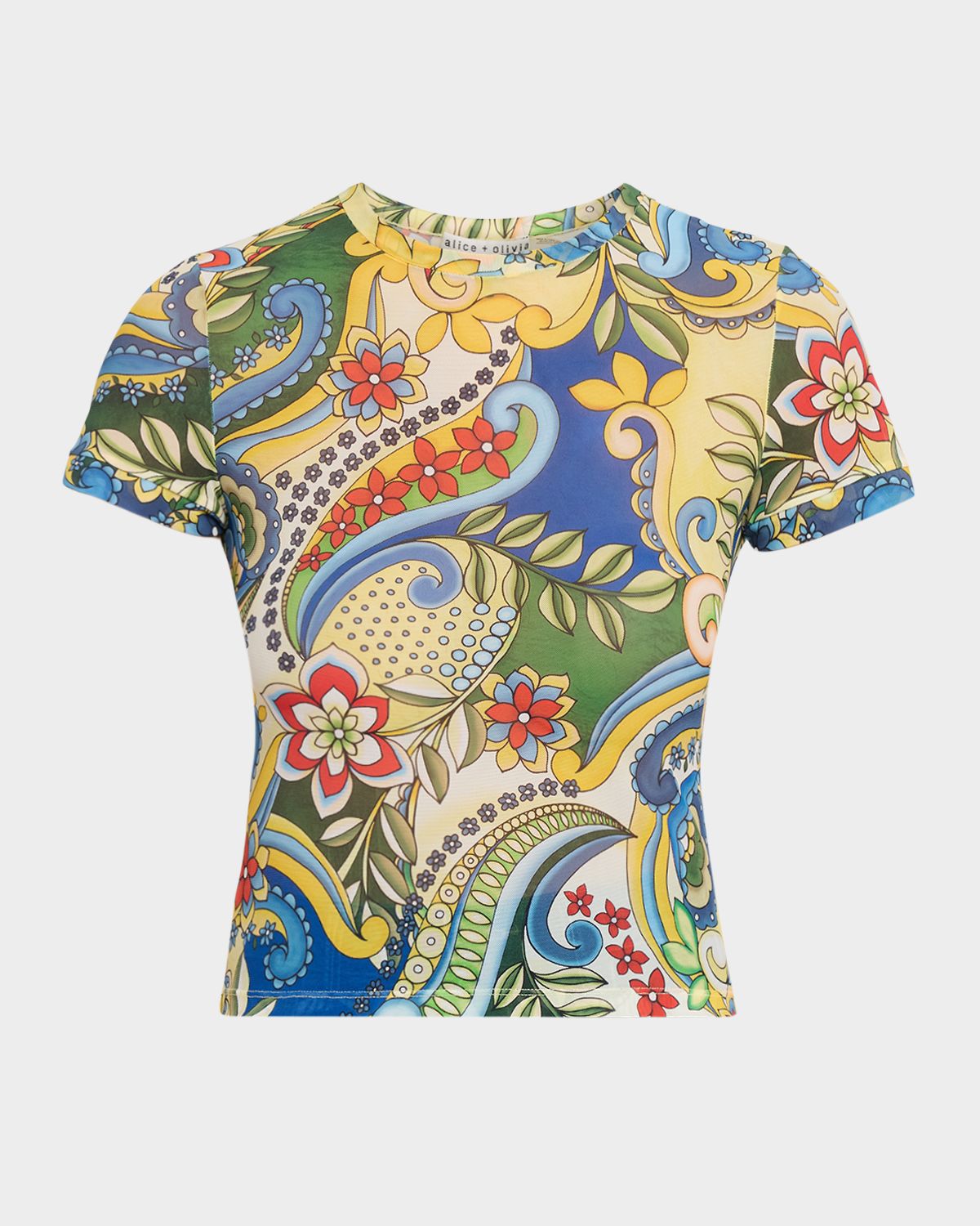 ALICE + OLIVIA Tess Crewneck Mesh Tee
