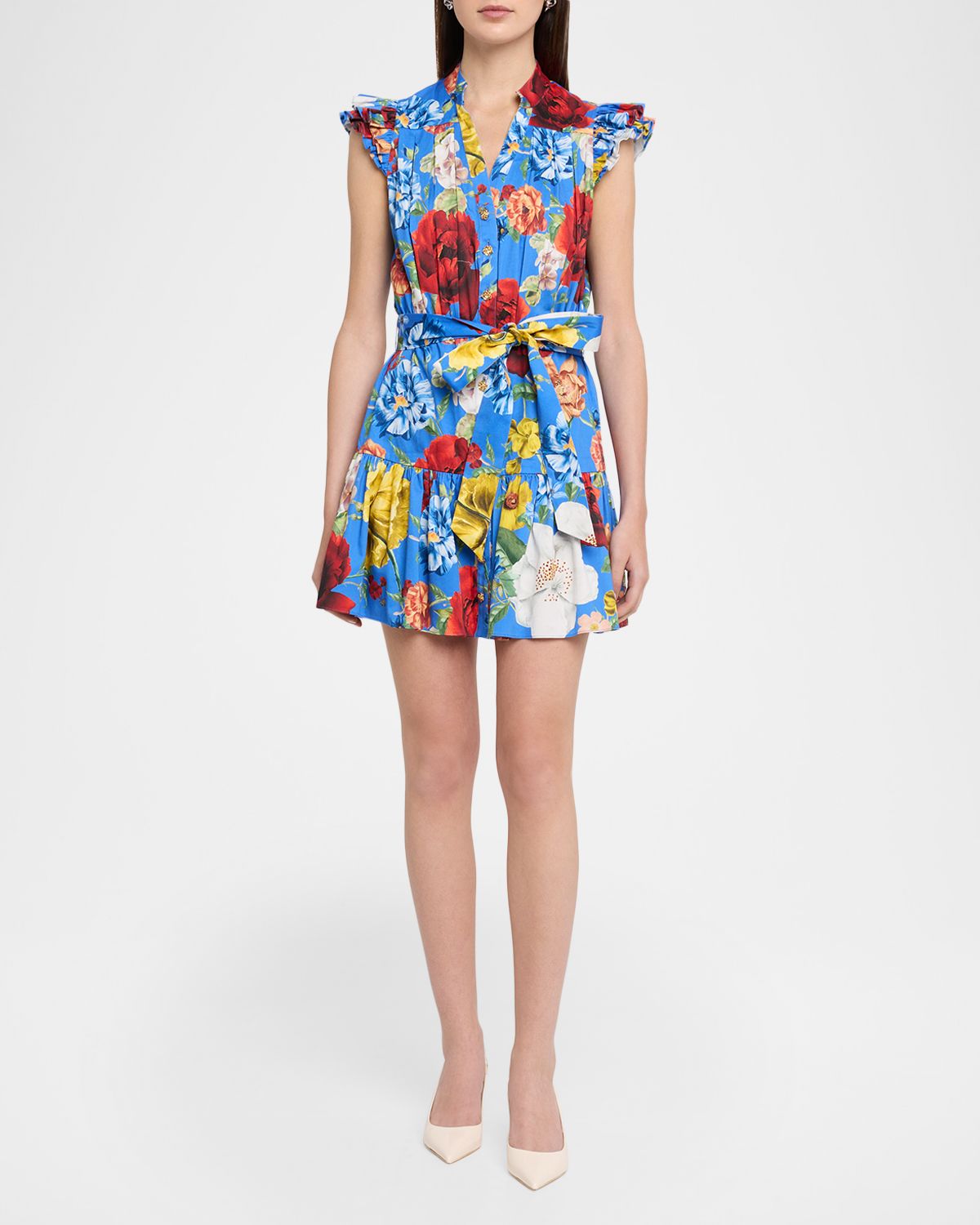 ALICE + OLIVIA Cora Floral Flutter-Sleeve Mini Dress | Thumbnail 5 ALICE + OLIVIA Cora Floral Flutter-Sleeve Mini Dress | Thumbnail 5