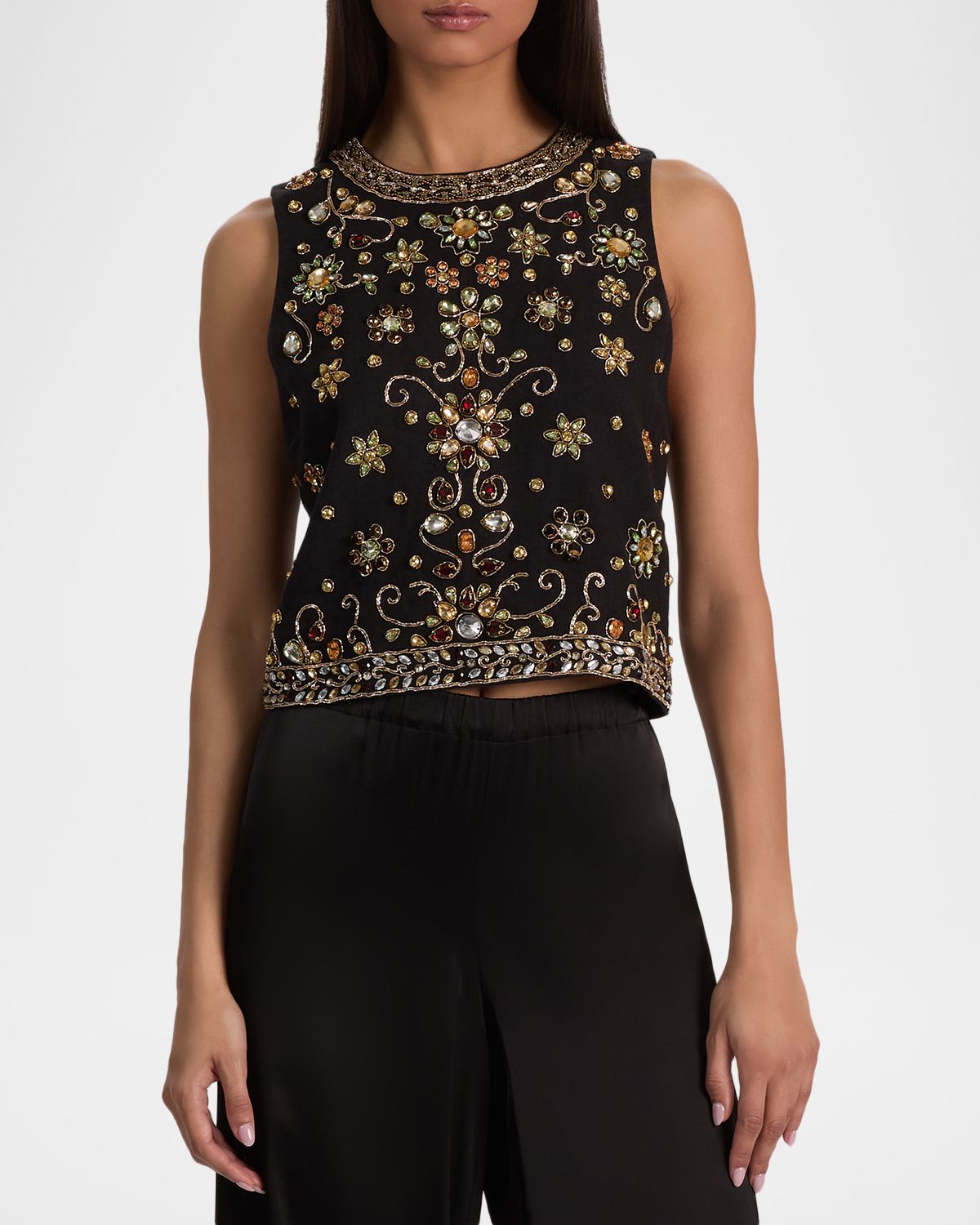 ALICE + OLIVIA Amal Embellished Linen Top | Thumbnail 4 ALICE + OLIVIA Amal Embellished Linen Top | Thumbnail 4