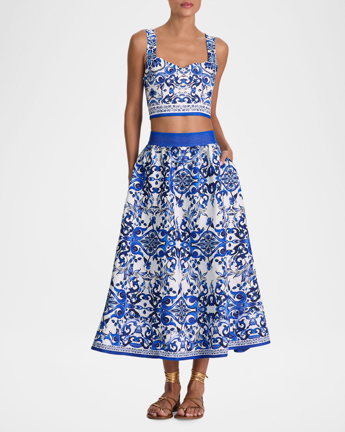 ALICE + OLIVIA Earla Linen Midi Skirt | Thumbnail 6