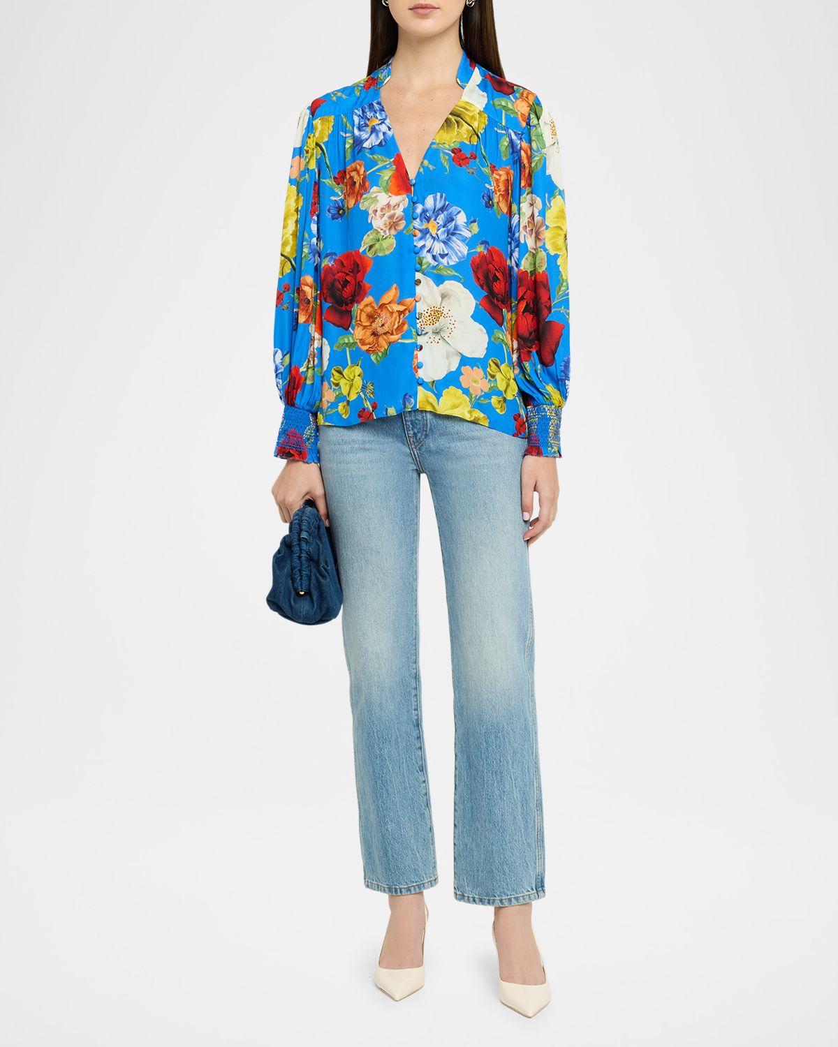 ALICE + OLIVIA Serene Floral Button-Front Blouse | Thumbnail 5 ALICE + OLIVIA Serene Floral Button-Front Blouse | Thumbnail 5
