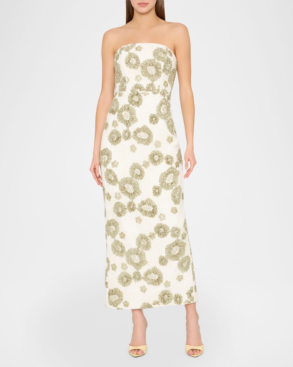 Milly Jasmine Strapless Embroidered Lace Midi Dress | Thumbnail 3 Milly Jasmine Strapless Embroidered Lace Midi Dress | Thumbnail 3