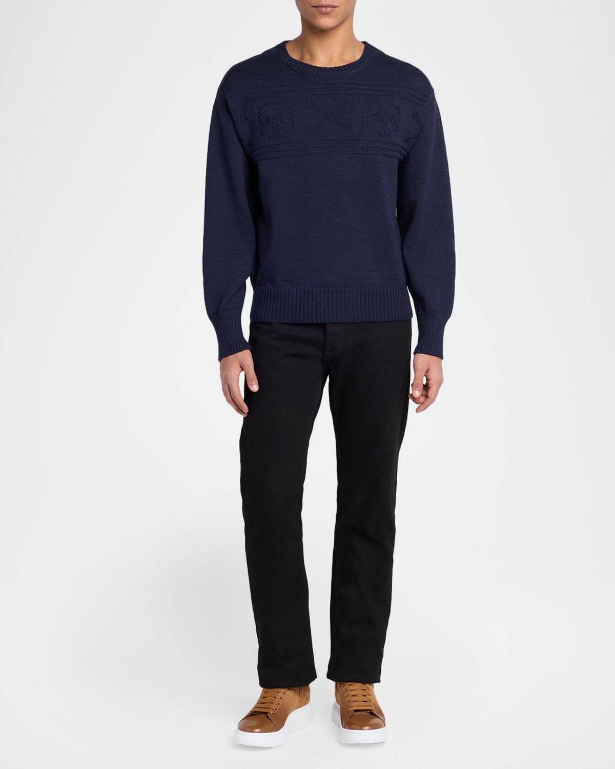 McQueen Men 's Wool Skull-Textured Crewneck Sweater | Thumbnail 5 McQueen Men 's Wool Skull-Textured Crewneck Sweater | Thumbnail 5