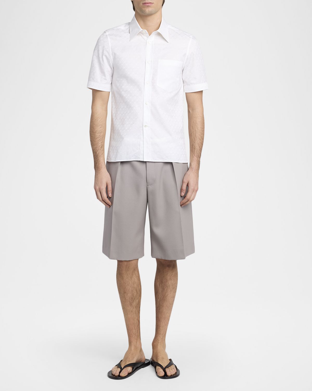 McQueen Men 's Cotton Skull Jacquard Short-Sleeve Shirt | Thumbnail 5 McQueen Men 's Cotton Skull Jacquard Short-Sleeve Shirt | Thumbnail 5