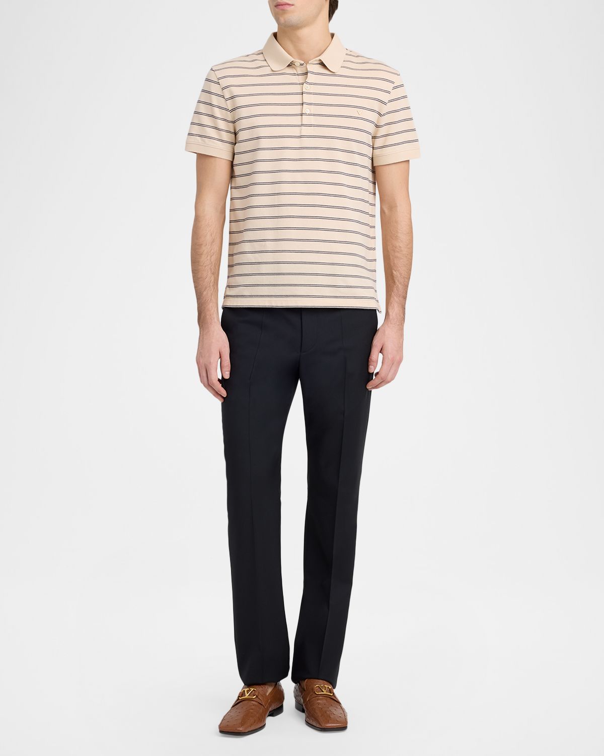 Valentino Garavani en 's VGold Stripe Jersey Polo Shirt | Thumbnail 5 Valentino Garavani en 's VGold Stripe Jersey Polo Shirt | Thumbnail 5