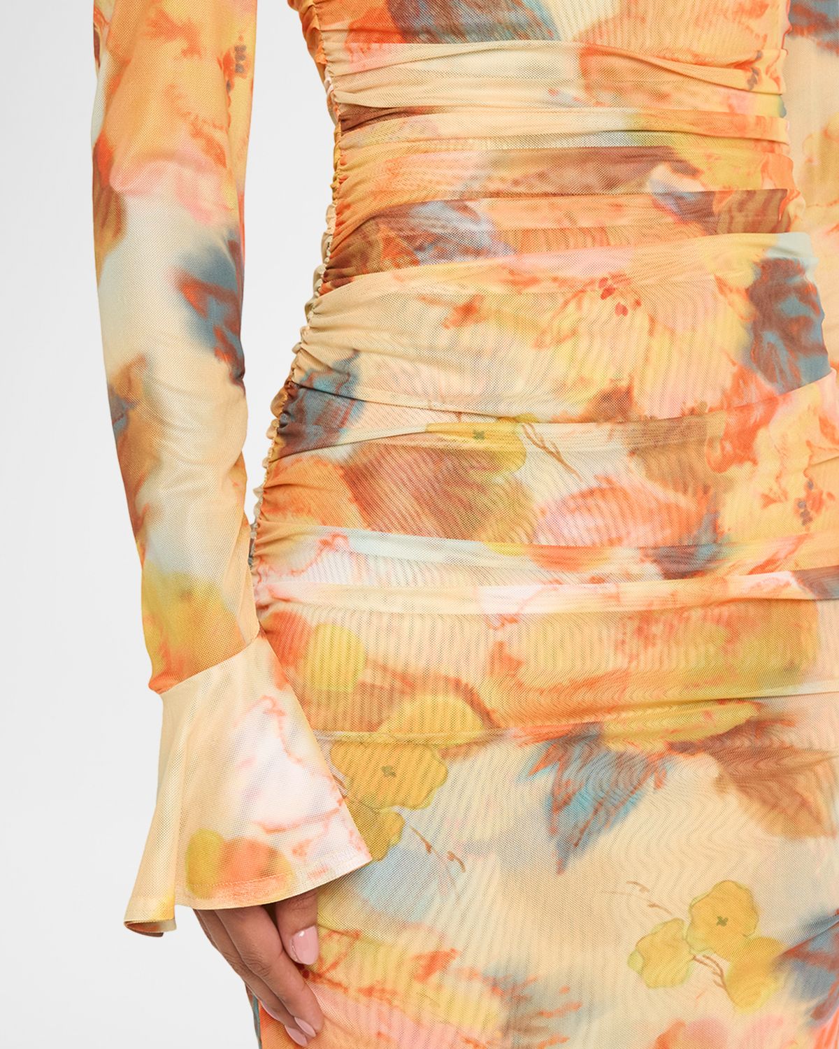 Cinq a Sept Neriah Watercolor Floral Mesh Maxi Dress | Thumbnail 5