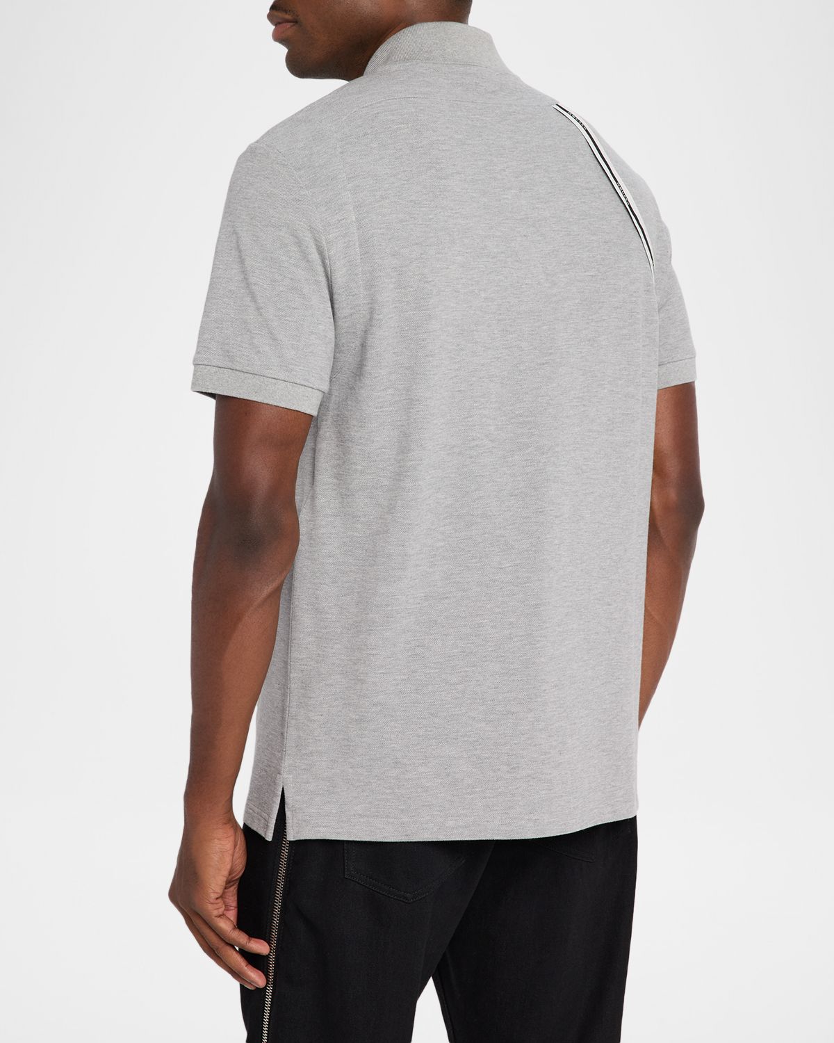 McQueen Men 's Shoulder-Strap Pique Short-Sleeve Polo Shirt | Thumbnail 3 McQueen Men 's Shoulder-Strap Pique Short-Sleeve Polo Shirt | Thumbnail 3