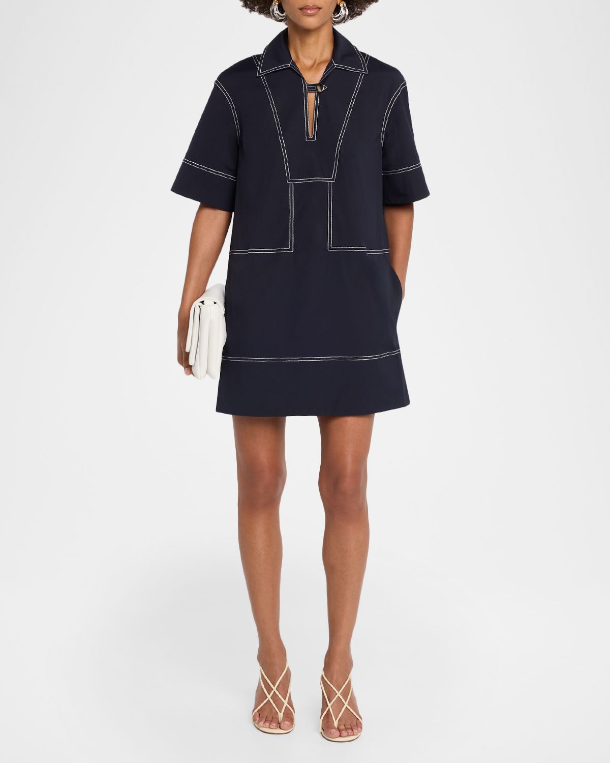 Veronica Beard Phelix Cotton Poplin Mini Tunic Dress | Thumbnail 2