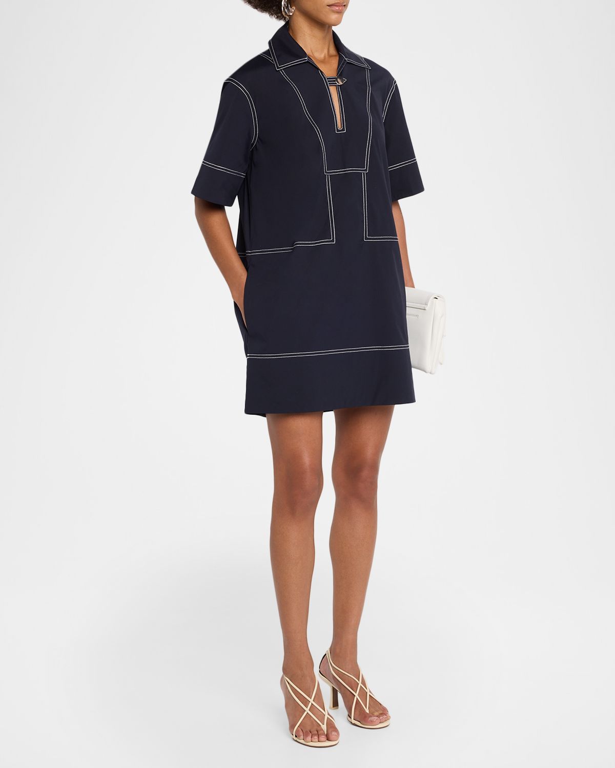Veronica Beard Phelix Cotton Poplin Mini Tunic Dress | Thumbnail 4