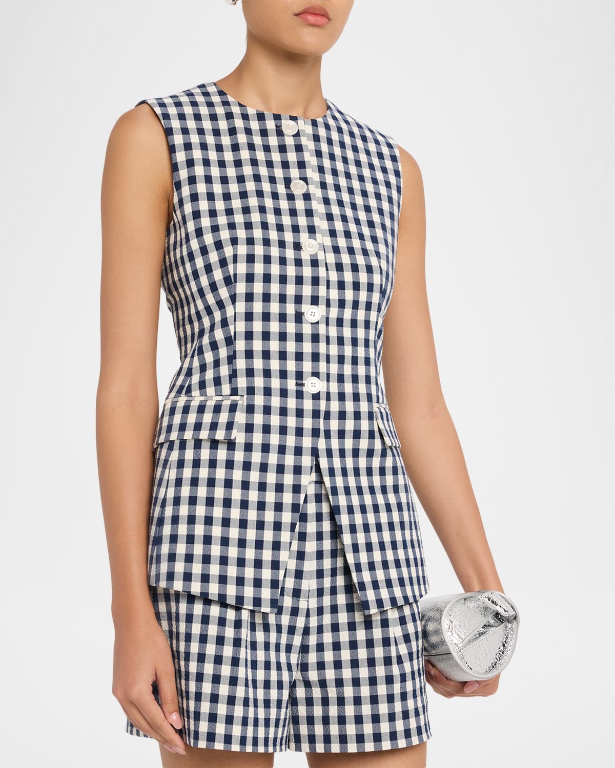 Veronica Beard Lois Tailored Gingham Vest | Thumbnail 4 Veronica Beard Lois Tailored Gingham Vest | Thumbnail 4