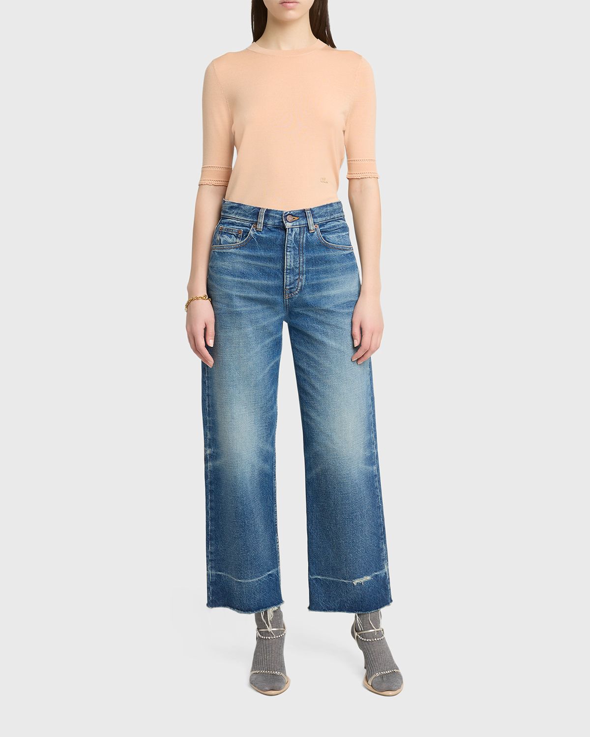 Chloe Mid-Rise Straight-Leg Raw-Hem Ankle Jeans | Thumbnail 5 Chloe Mid-Rise Straight-Leg Raw-Hem Ankle Jeans | Thumbnail 5