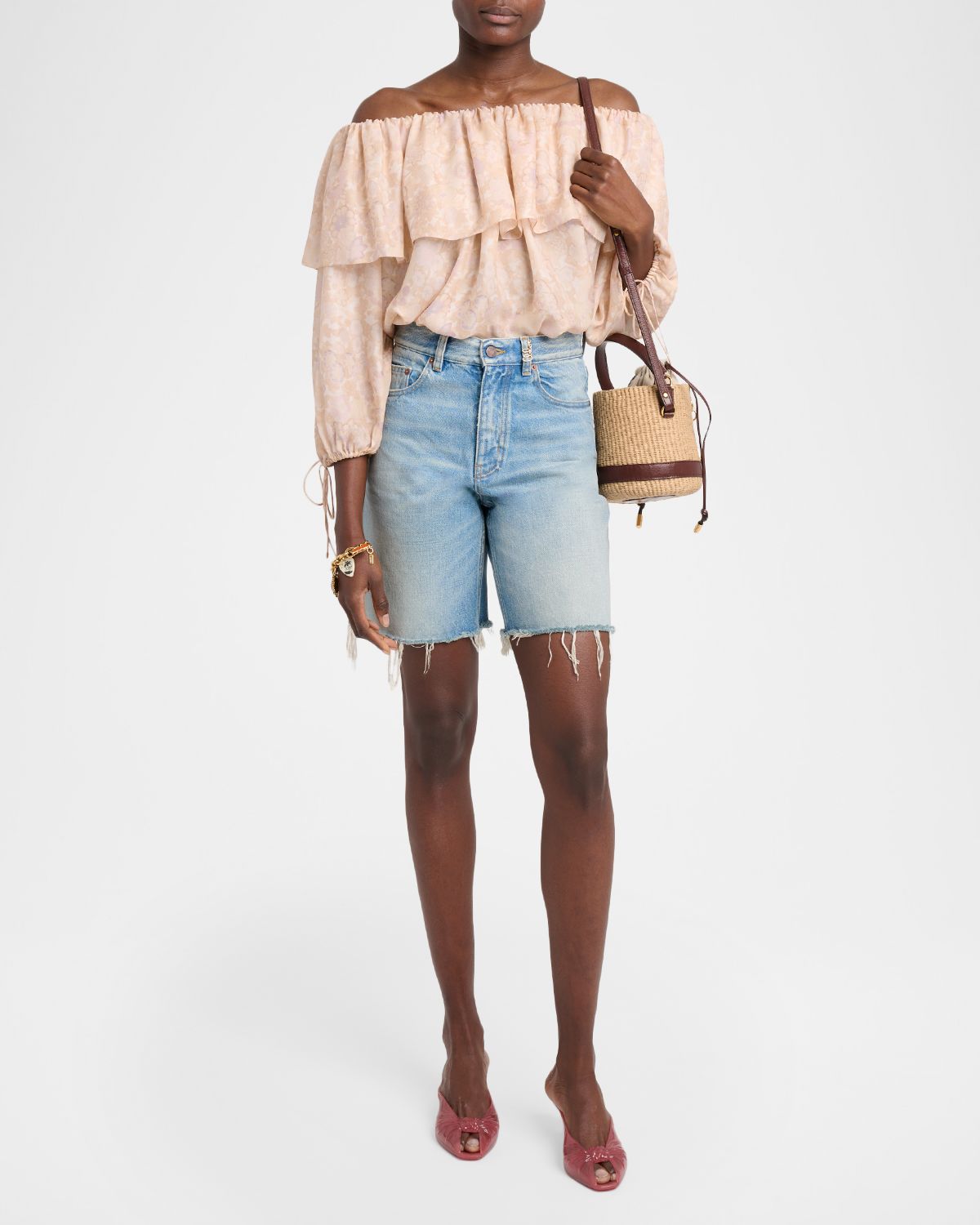 Chloe Flower Print Off-The-Shoulder Silk Top | Thumbnail 5 Chloe Flower Print Off-The-Shoulder Silk Top | Thumbnail 5
