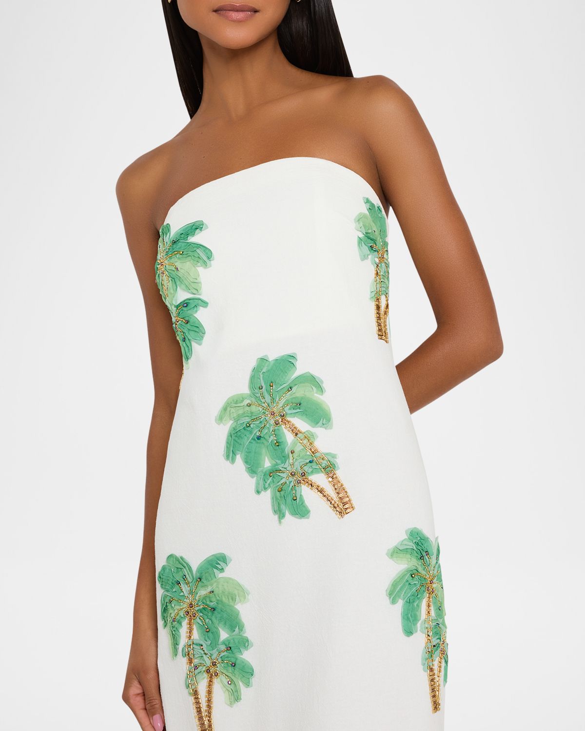 Milly Clara Strapless Embroidered Cotton Maxi Dress | Thumbnail 4 Milly Clara Strapless Embroidered Cotton Maxi Dress | Thumbnail 4
