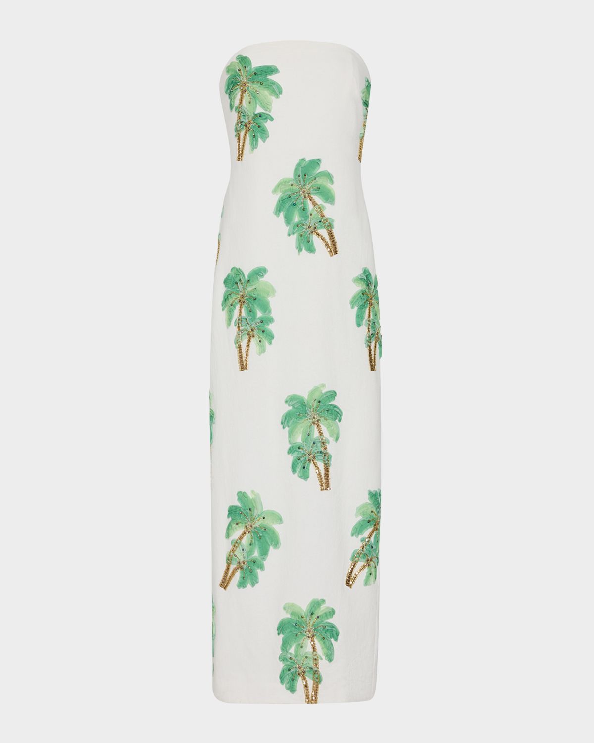Milly Clara Strapless Embroidered Cotton Maxi Dress