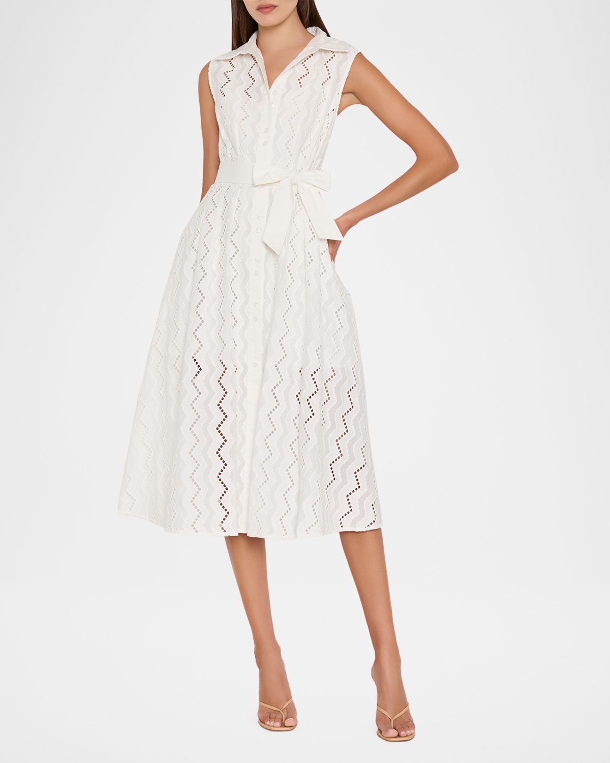 Milly Leya Sleeveless Eyelet Cotton Midi Dress | Thumbnail 2 Milly Leya Sleeveless Eyelet Cotton Midi Dress | Thumbnail 2