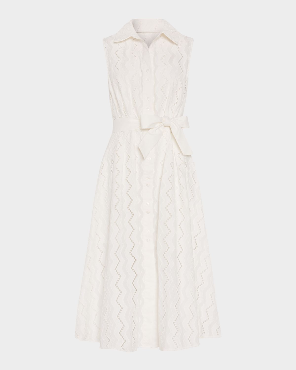 Milly Leya Sleeveless Eyelet Cotton Midi Dress