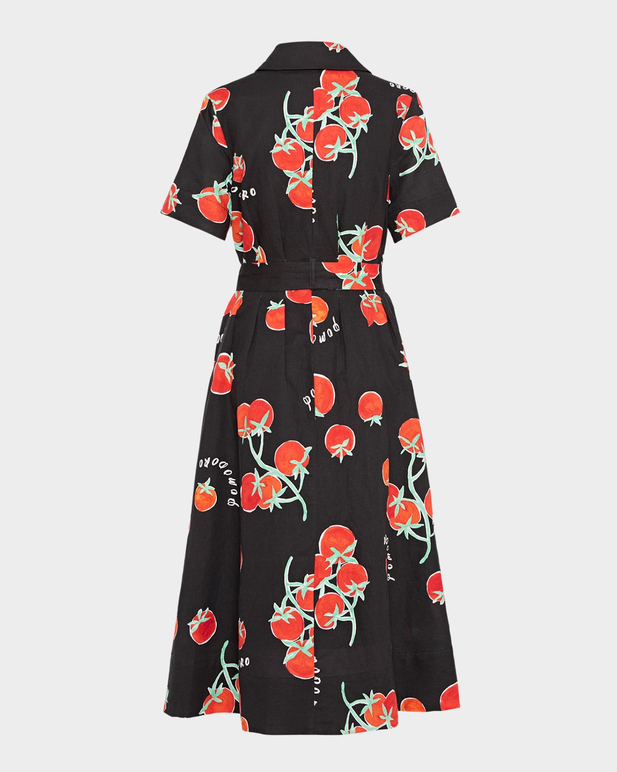 Milly Lexi Pleated Tomato-Print Midi Shirtdress | Thumbnail 3 Milly Lexi Pleated Tomato-Print Midi Shirtdress | Thumbnail 3