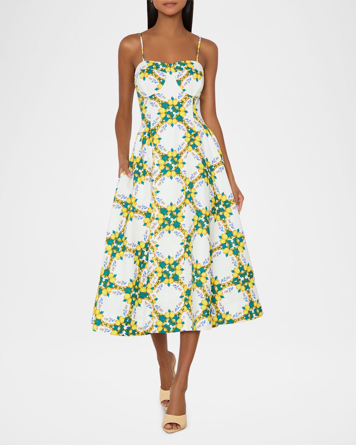 Milly Livna Geometric Lemon-Print Midi Dress | Thumbnail 2