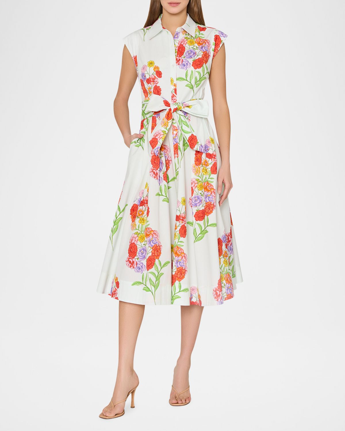 Milly Jules Paris Bouquet Cotton Poplin Midi Dress | Thumbnail 2 Milly Jules Paris Bouquet Cotton Poplin Midi Dress | Thumbnail 2