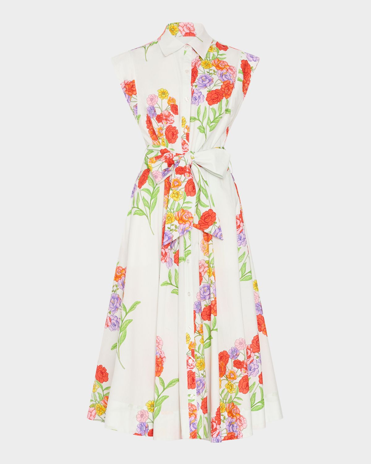 Milly Jules Paris Bouquet Cotton Poplin Midi Dress