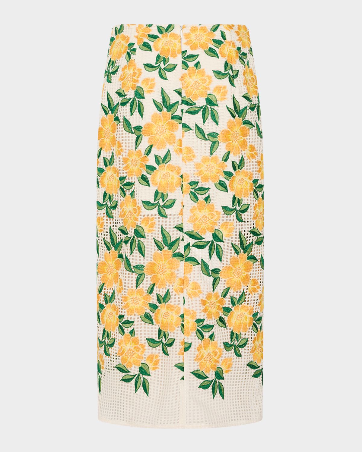Milly Marta Floral-Embroidered Straight Midi Skirt | Thumbnail 3