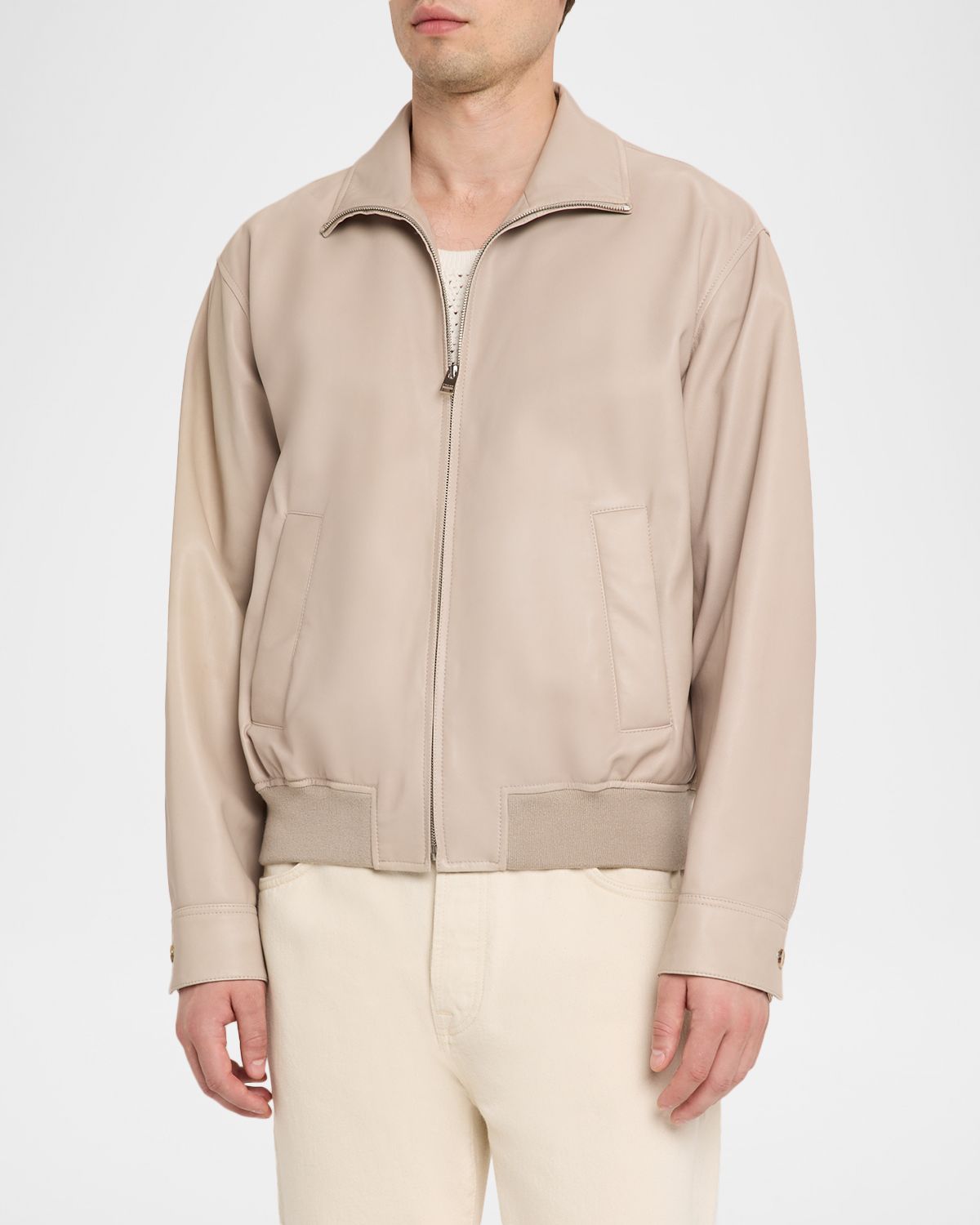 FRAME Men 's Leather Bomber Jacket | Thumbnail 4 FRAME Men 's Leather Bomber Jacket | Thumbnail 4