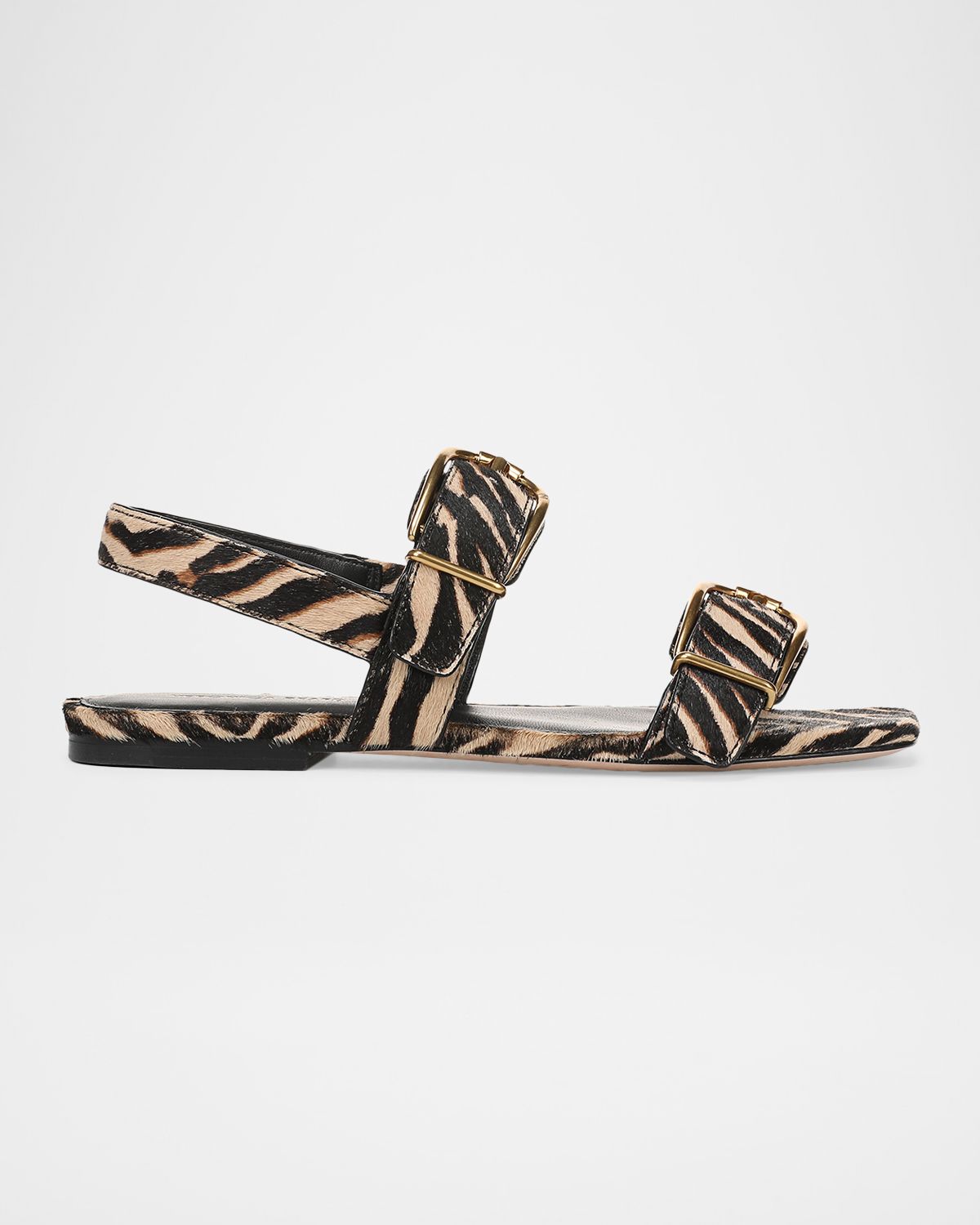 Veronica Beard Maglio Zebra Calf Hair Slingback Flat Sandals
