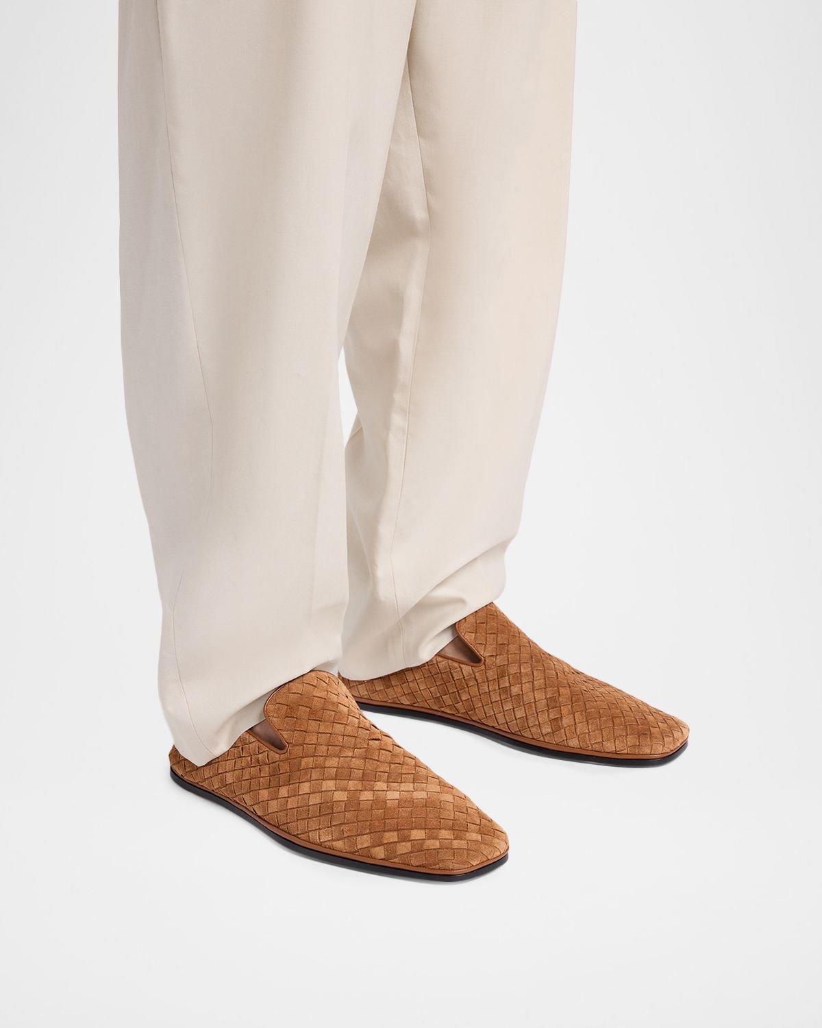 Bottega Veneta Men 's Palazzo Intrecciato Suede Loafers | Thumbnail 6
