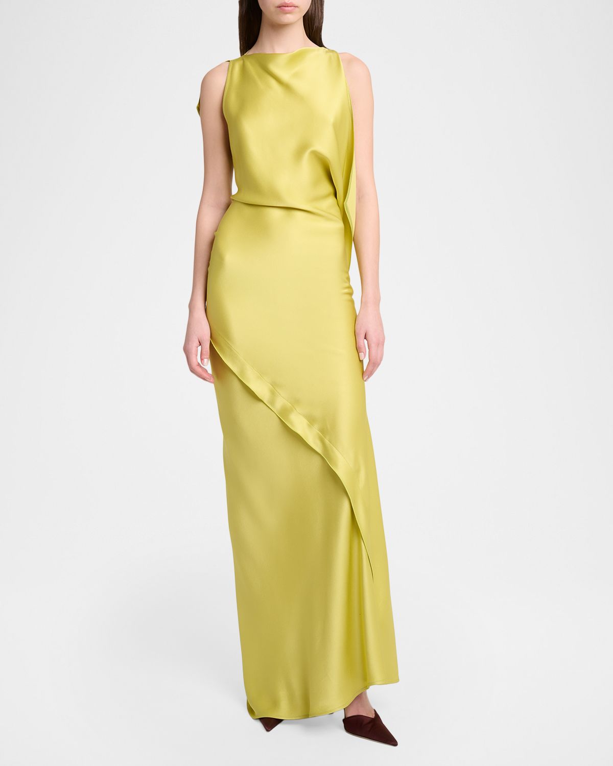 Victoria Beckham Sleeveless Draped Satin Gown | Thumbnail 5 Victoria Beckham Sleeveless Draped Satin Gown | Thumbnail 5