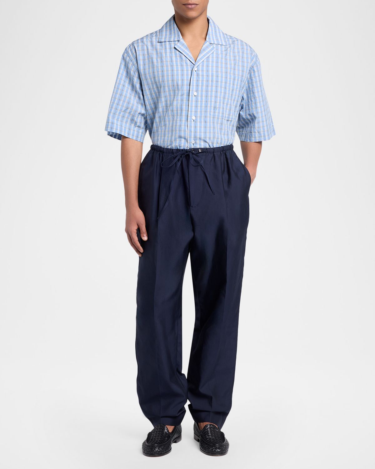 Bottega Veneta Men 's Washed Cotton and Silk Relaxed Drawstring Pants | Thumbnail 5 Bottega Veneta Men 's Washed Cotton and Silk Relaxed Drawstring Pants | Thumbnail 5