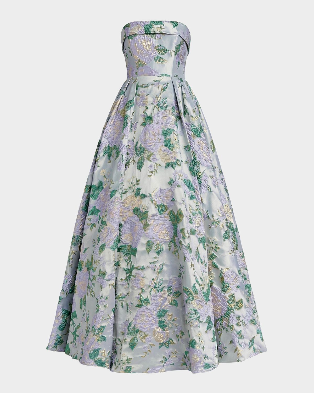 Mac Duggal Strapless Floral Brocade Ball Gown