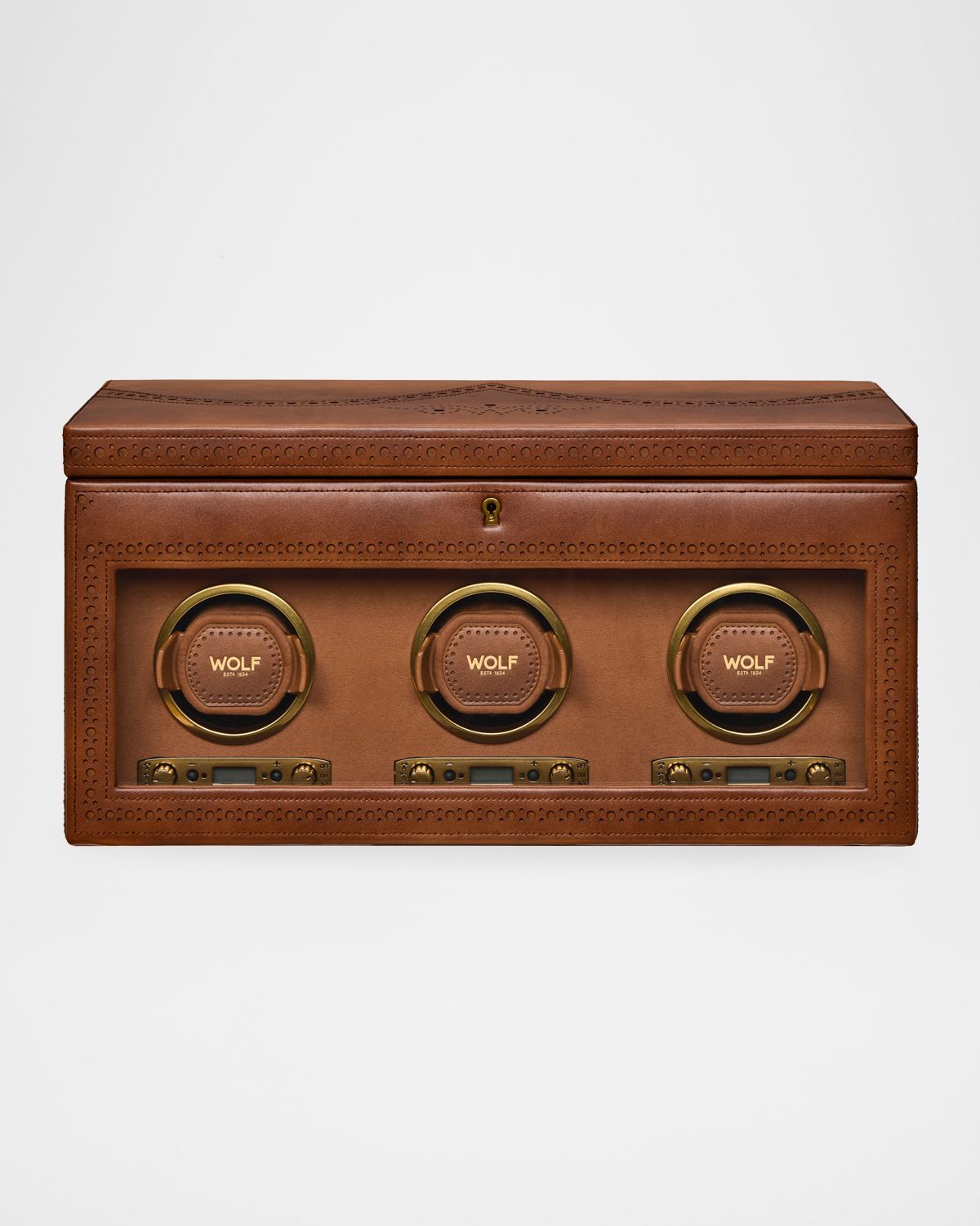 WOLF Brogue Triple Watch Winder with Storage
