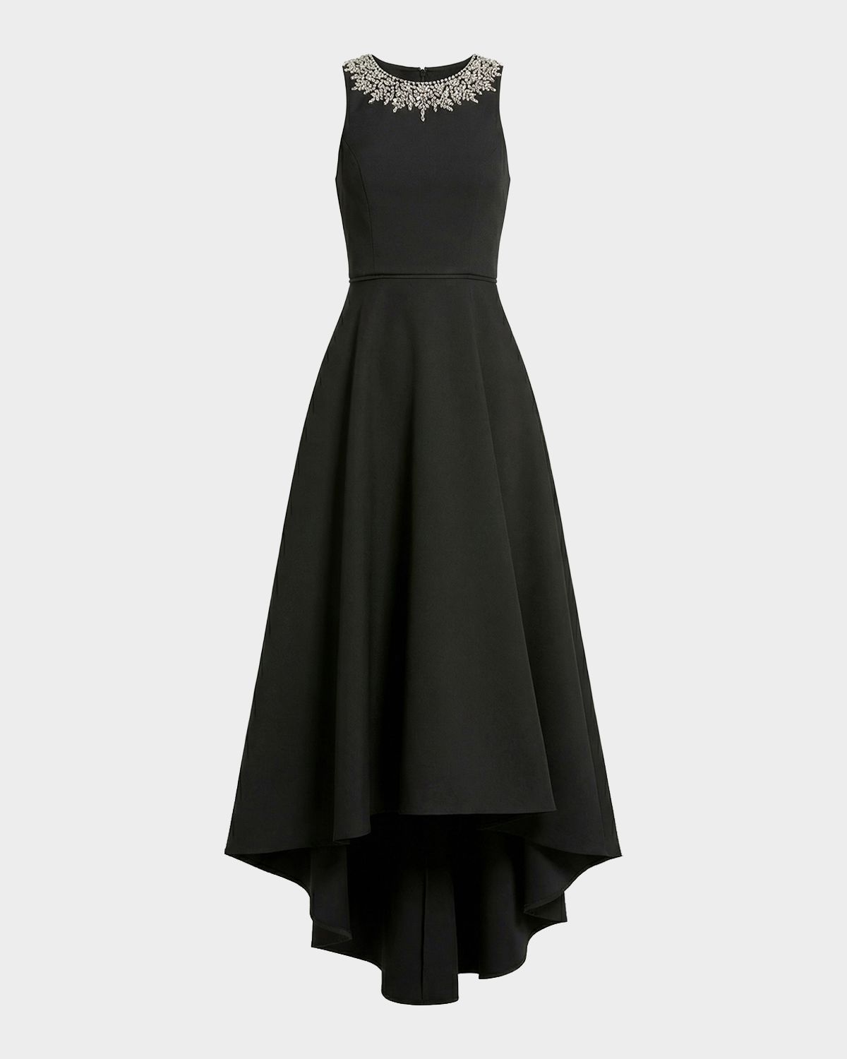 Mac Duggal Jewel-Neck Sleeveless High-Low Gown