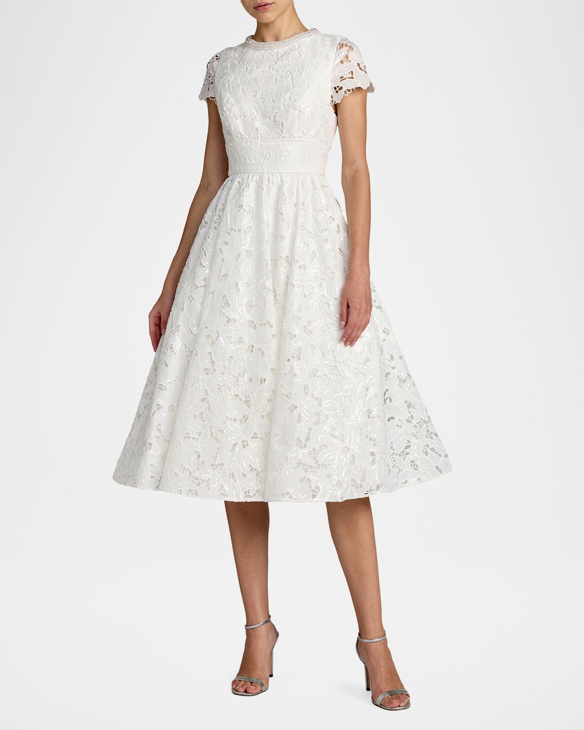 Mac Duggal Lace-Embellished Midi Dress