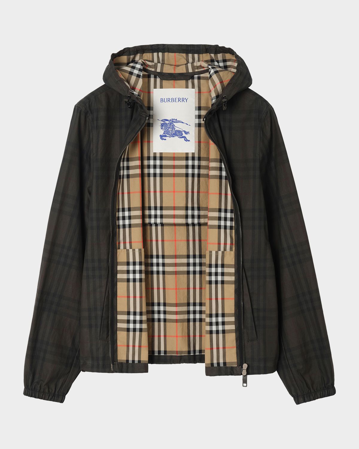 Burberry Men 's Newport Check Zip-Front Hoodie | Thumbnail 5 Burberry Men 's Newport Check Zip-Front Hoodie | Thumbnail 5