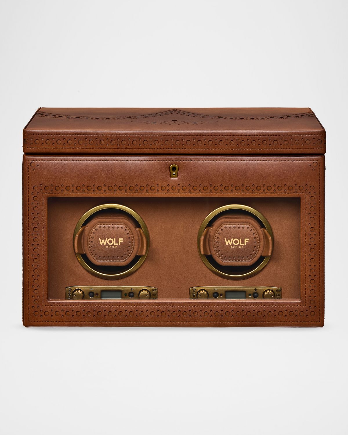 WOLF Brogue Double Watch Winder with Storage