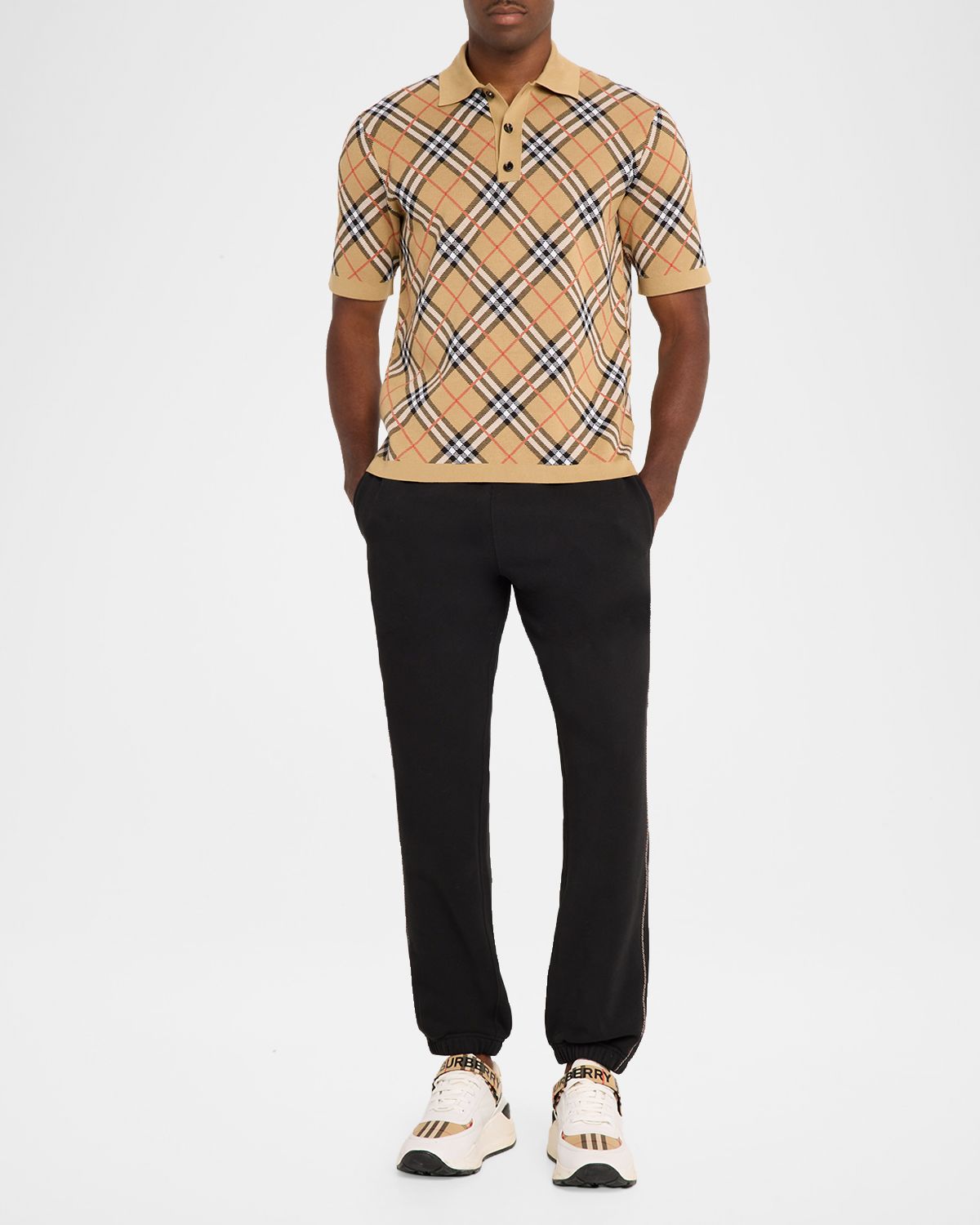 Burberry Men 's Marlow Cotton Check Knit Polo Shirt | Thumbnail 5 Burberry Men 's Marlow Cotton Check Knit Polo Shirt | Thumbnail 5