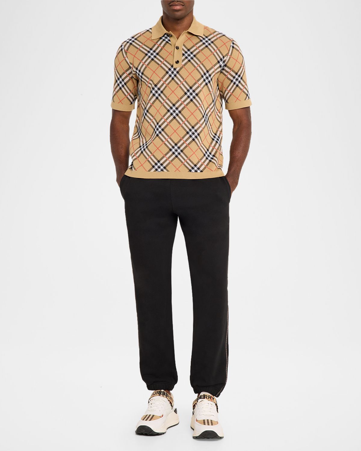 Burberry Men 's Side Check-Piping Cotton Sweatpants | Thumbnail 5 Burberry Men 's Side Check-Piping Cotton Sweatpants | Thumbnail 5