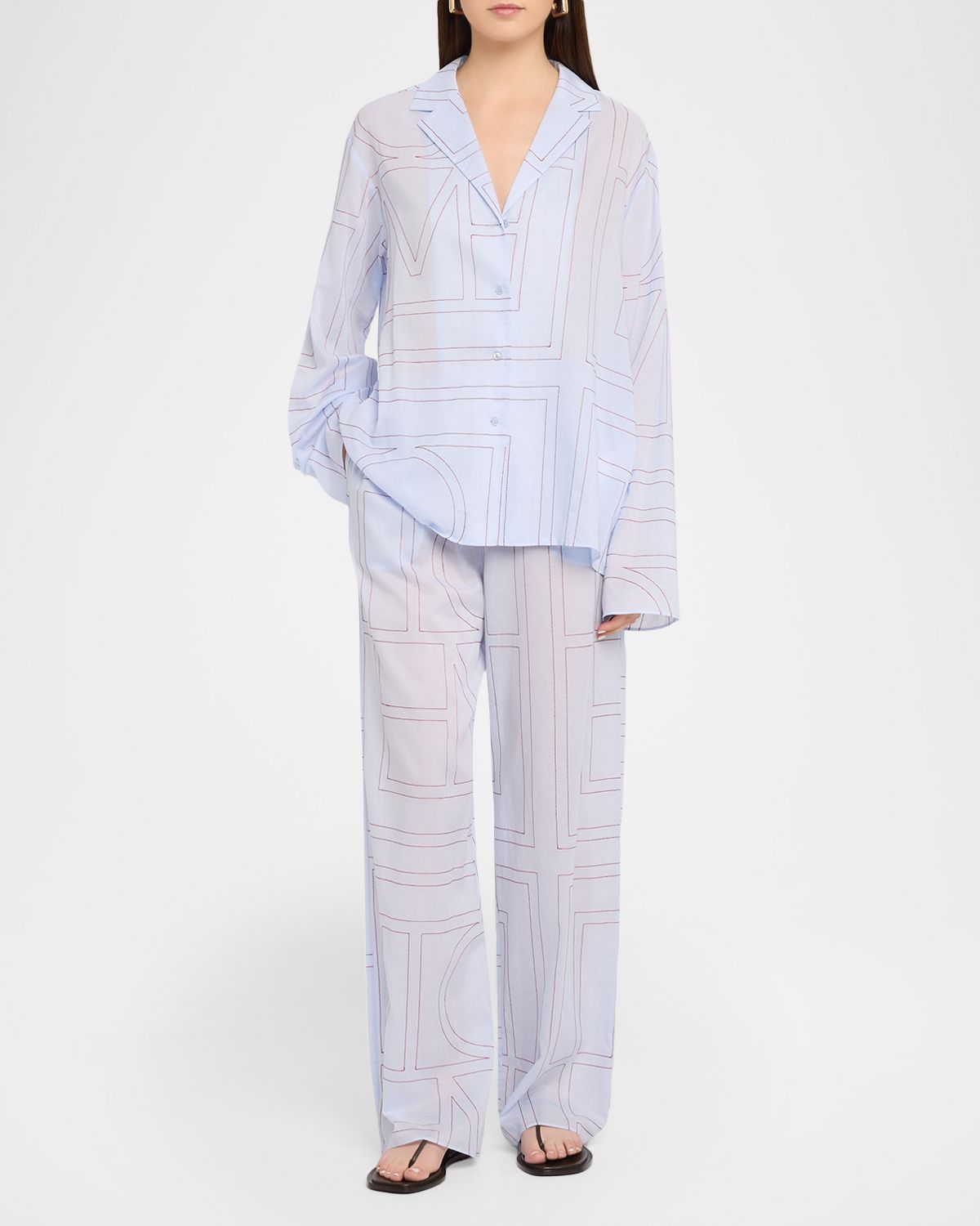 Toteme Monogram Cotton Voile Pajama Top | Thumbnail 4 Toteme Monogram Cotton Voile Pajama Top | Thumbnail 4
