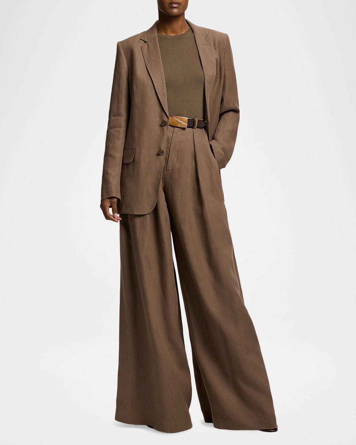 Ralph Lauren Collection Greer Classic Linen Wide-Leg Trousers | Thumbnail 6
