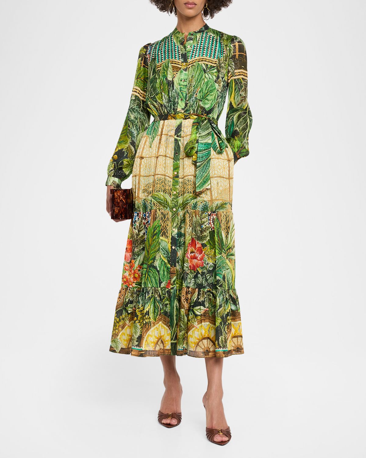 Elie Tahari The Lilou Greenhouse-Print Midi Shirtdress | Thumbnail 5