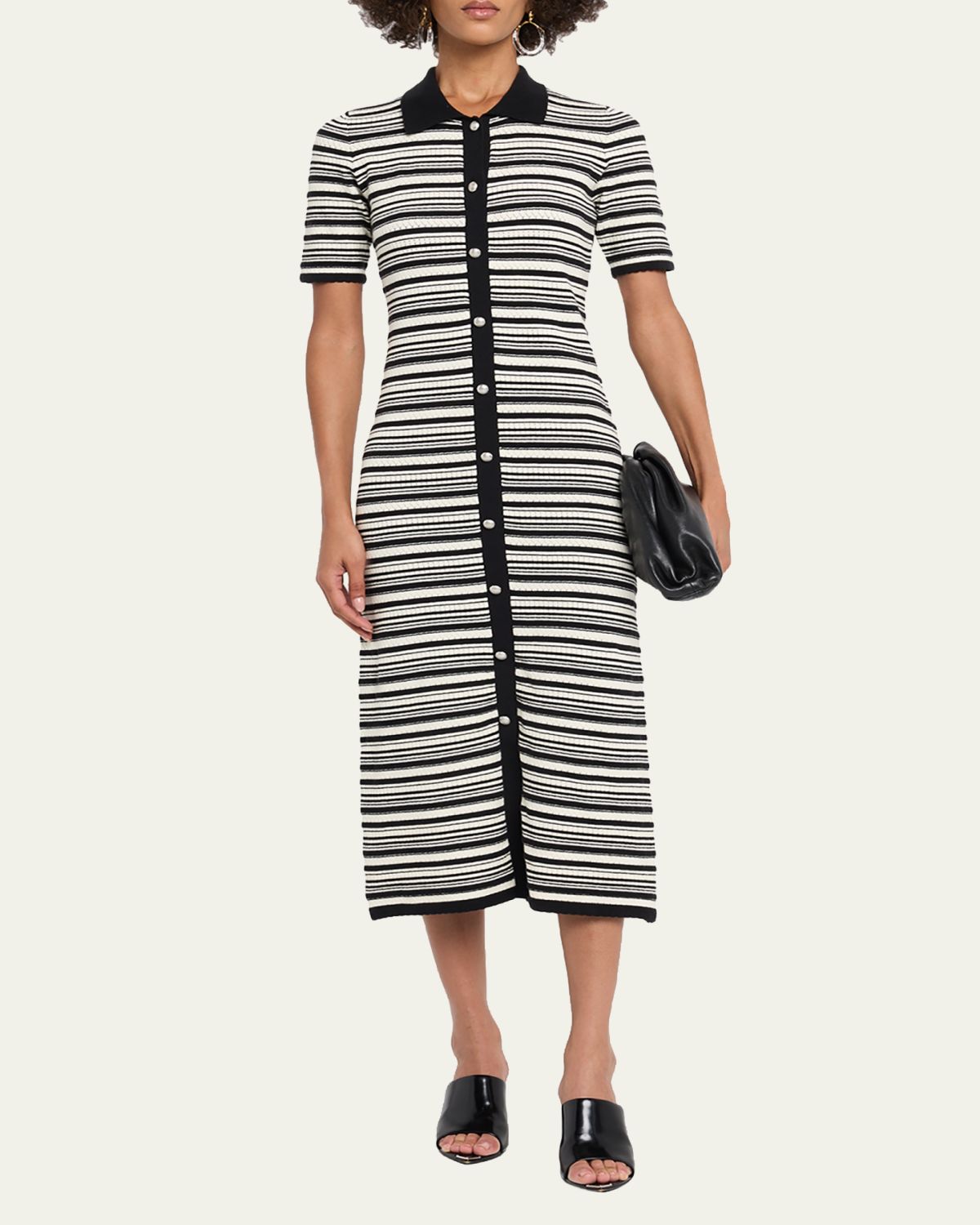 Elie Tahari The Lucine Striped Pointelle-Knit Midi Sweater Dress | Thumbnail 5 Elie Tahari The Lucine Striped Pointelle-Knit Midi Sweater Dress | Thumbnail 5