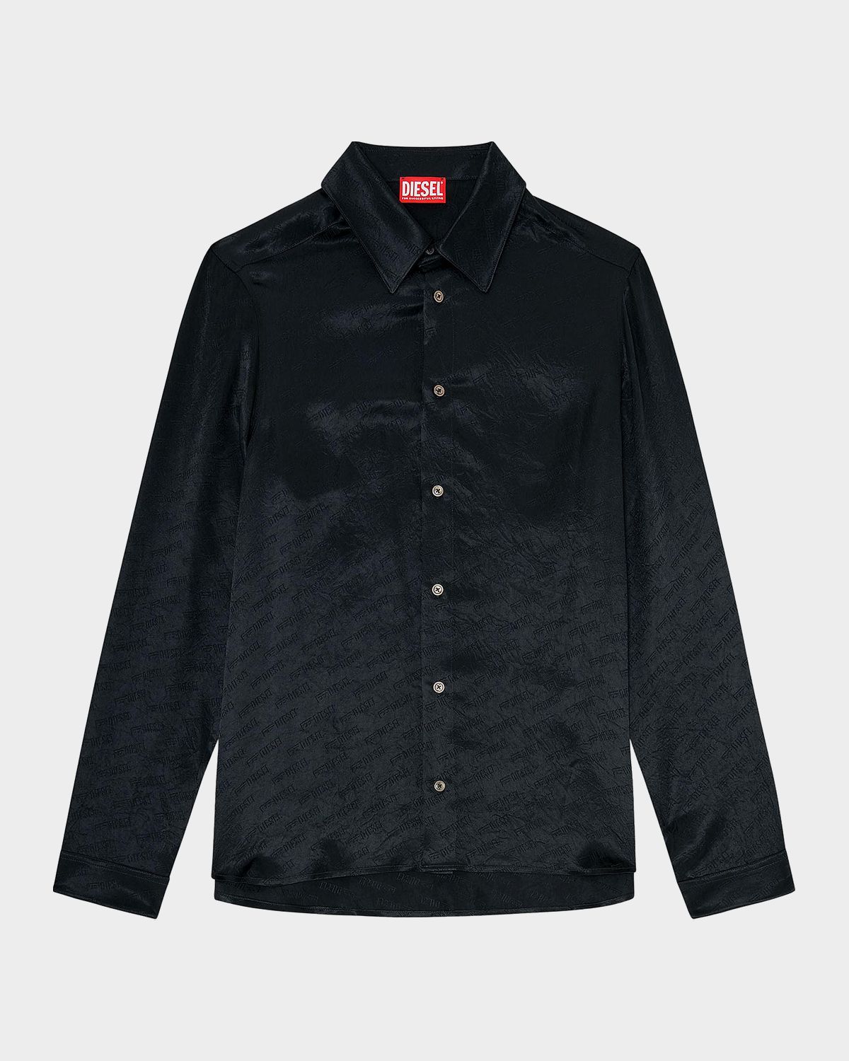Diesel Men 's Kinny Logo-Monogram Satin Shirt